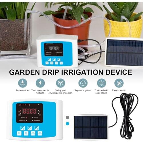 Garden Drip Irrigation Device Double Pump Controller Timer System Solar Energy Intelligent Automatic Watering Device for Plants