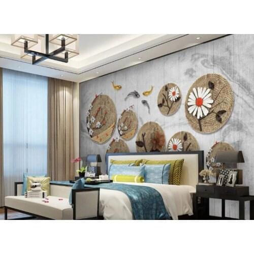Custom wallpaper mural 3D stereo Zen-like rope swimming fish living room bedroom wallpapers home decor 3d wallpaper