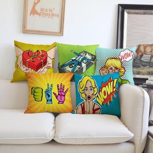 Cushion cover Pillow linen Pop art Cartoon character illustration Works Home sofa Decoration cushions covers Pillowcase