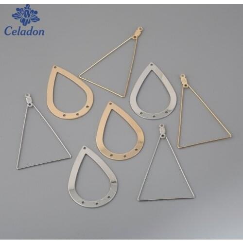 Wholesale 8-20PC Female Earring Accessories Triangle Shape Metal Charms Earring Pendant Silver Gold DIY Jewelry Earring Findings