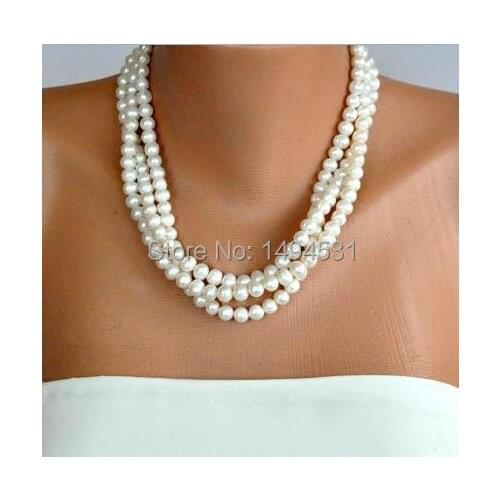 Wholesale Pearl Jewelry Ivory Freshwater Pearl Necklace Brides Bridesmaids Gift Special Occasion - Handmade - XZN156