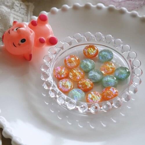 Multi-gloss colorful resin half pill patch Japanese diy accessories earrings jewelry materials ins