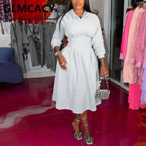 Long Sleeve Casual Solid Tunic Dress Hooded Midi Dress