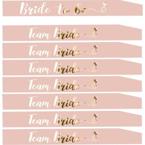 Bride to Be Sash with Team Bride for Hen Party Decoration Wedding Bridal Shower Gold Letter HW67