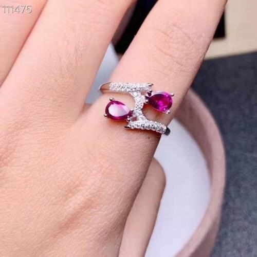 Natural gemstone Pakistan natural Garnet Ring 925 silver 4x6mm