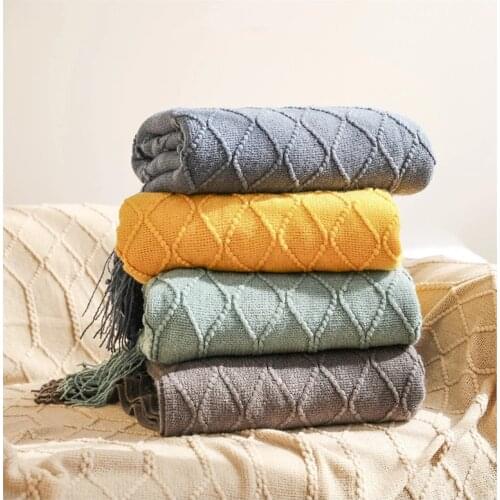 Inya Throw Blanket Textured Solid Soft Sofa Couch Cover Decorative Knitted Blanket Weighted Knit Blanket