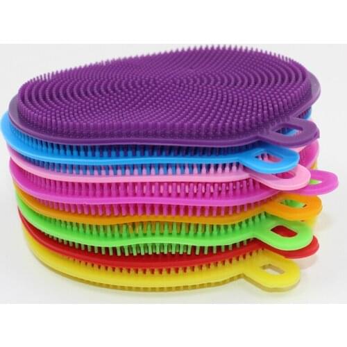 50pcs/lot Silicone Dish Washing Brush Kitchen Cleaning Washer 2-face Round 105mm Scouring Pad Pot Pan Brushes BPA-free
