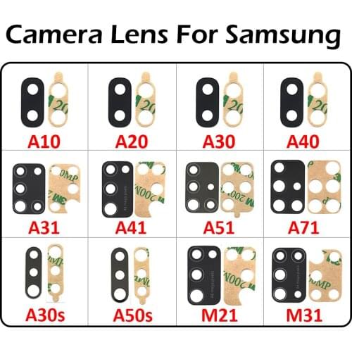 2Pcs Rear Back Camera Lens Glass For Samsung A10 A20 A30 A40 A50 A70 A30s A50s A41 A51 A31 A71 A21s A42 M31s S20 fe Adhesive