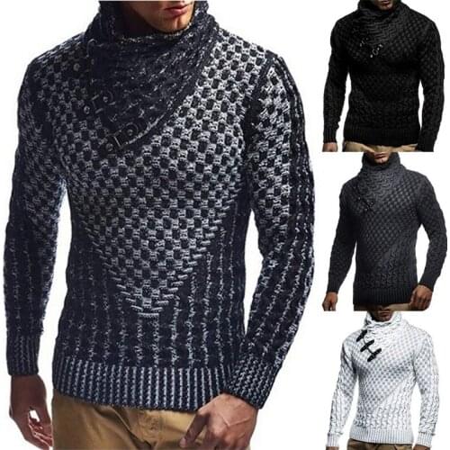 Navy Blue Winter Men Sweater Turtleneck Pullover Casual Knit Sweaters For Men Fashion Designs Solid Color Autunm Outerwear Tops