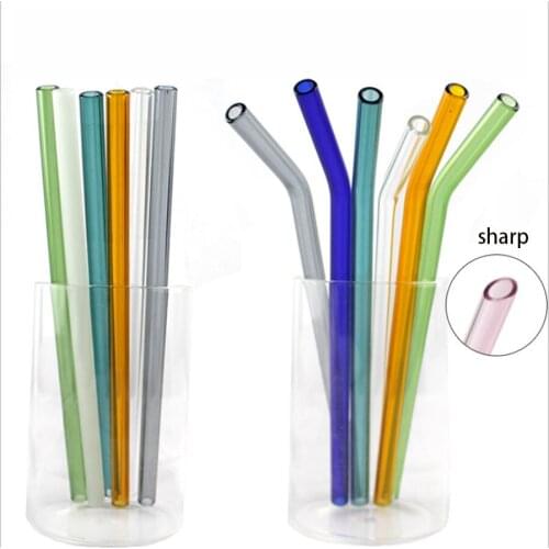 8mm heat resistant colored glass straw milk tea straw straight diagonal transparent glass straw