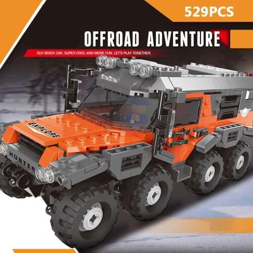 Offroad Adventure 6 wheels Super all terrain vehicle moc block driver figures Siberia challengers cross-country car brick toys