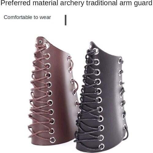 Black Cow Leather Archery Arm Protector Guard Cowhide Bow Shooting Arm Armband 3 Straps Shoot Arm Guard Archery safe accessory