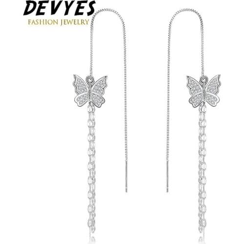 New Butterfly Ear Line Elegant Tassel Jewelry Woman Fashion Simple Long Earrings Female Personality Drop Earrings