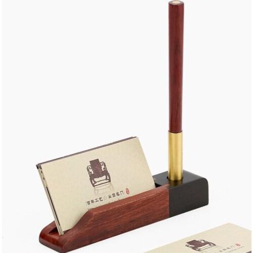 1 Set ChinaTraditional Manual Wooden Signature Pen + Business Card Holder For Business as Luxury Gift