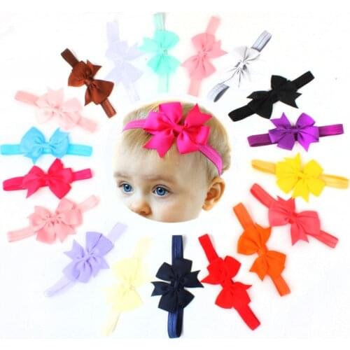 10pcs/lot New Design kids Ribbon Bow Tie Headband DIY Grosgrain Ribbon Bow Elastic Hair Bands Hair Accessories