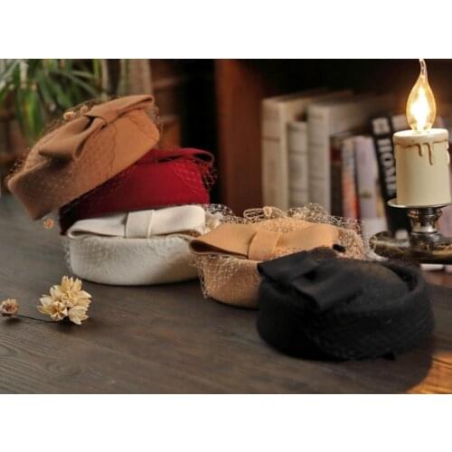 2021 Womens Top Hat, Beret, Felt Hat, Flat Cap, Stewardess Hat, Wedding Bridal Cocktail, Headdress, Hair Accessories, 100% Wool