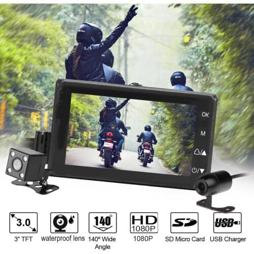 4 Inch Motorcycle DVRFHD 1080P Dash Cam Moto Waterproof Dual Lens Front Rear View Video Recorder 140 Degree Angle
