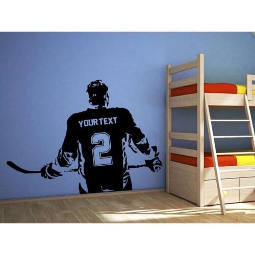 3d Poster Boys Bedroom Hockey player Wall sticker Choose Name number personalized home decor Wall Stickers For Kids Room D645