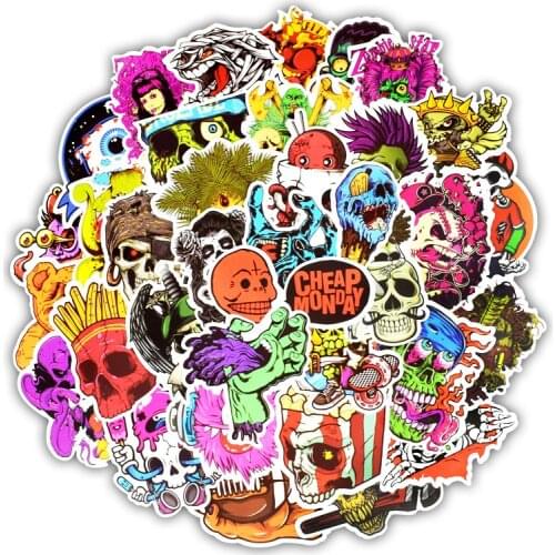 TD ZW 50Pcs Terror Series Graffiti Skeleton Stickers For Doodle Suitcase Laptop Car Motorcycle Scrapbooking Skateboard Sticker