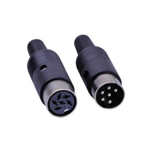 6 pairs DIN Male Plug Female Jack Cable Connector 6 Pin