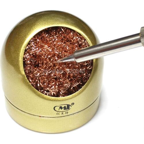 Free shipping Gold color Best Bga Soldering Iron Tip Cleaner Tool with Wire Sponge Iron cleaner