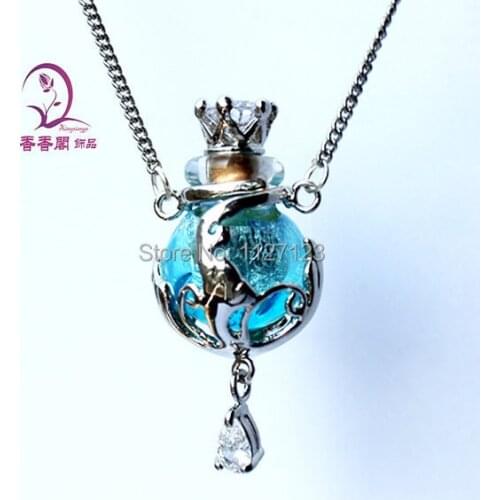Free shipping !!1pcs Murano Glass Essential Oil Bottle Pendant Necklace Perfume Bottle Necklace,Aroma diffuser necklace