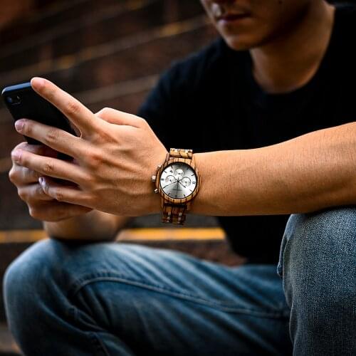 BOBO BIRD Men Wooden Watches Luxury Wood Quartz Wristwatch Top Brand Timepieces In Wooden Gift Box relogio masculino P19