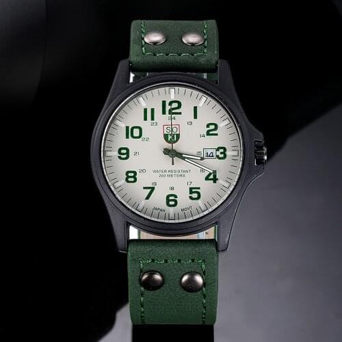 Women Vintage Classic Waterproof Date Leather Strap Sport Quartz Army Watch relogio feminino Casual Digital dial Fashion HourB30