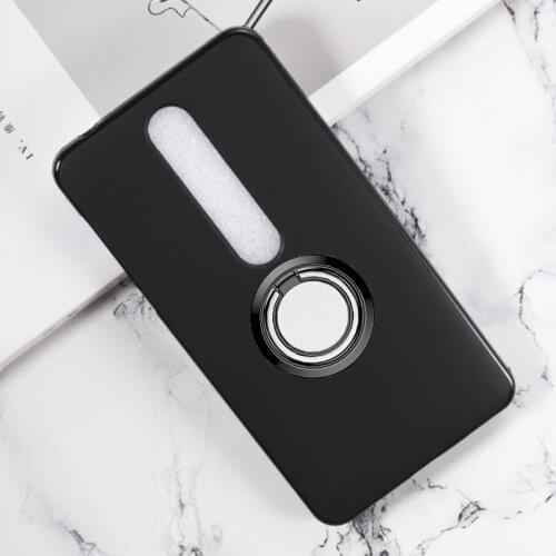 For Nokia 6.1 Back Ring Holder Bracket Phone Case Cover Phone TPU Soft Silicone Cases for Nokia 6 2018 TA-1043 TA-1045 TA-1054