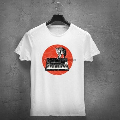 Cat & Vintage Synthesizer Analog Synth Techno Attack T Shirt