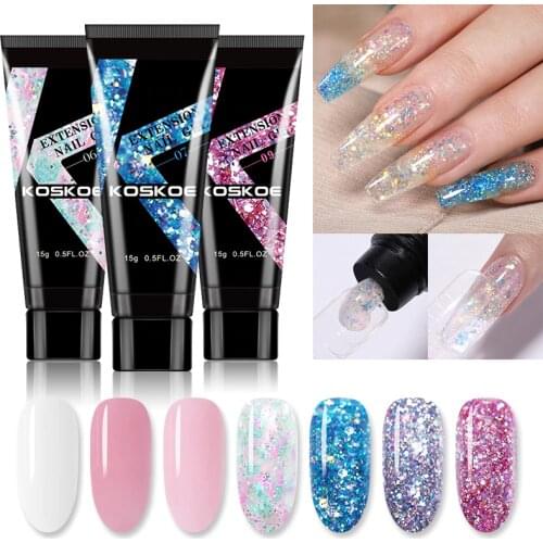 KOSKOE 15ml Quick Building Gel For Nail Extension Acrylic White Clear Camouflage Builder UV Gel Varnish Manicure Nails Art