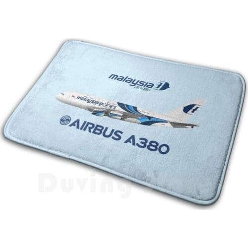 Illustration Of Malaysia Airbus A380-Blue Version Carpet Mat Rug Cushion Soft Airbus A380 Airbus A380 A380 Airbus