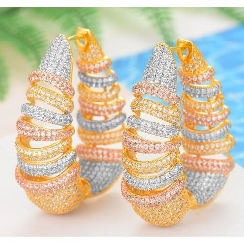 LARRAURI 2020 Top Quality Noble Luxury Hoop Earrings Jewelry For Women Anniversary Engagement Wedding Earrings Accessories