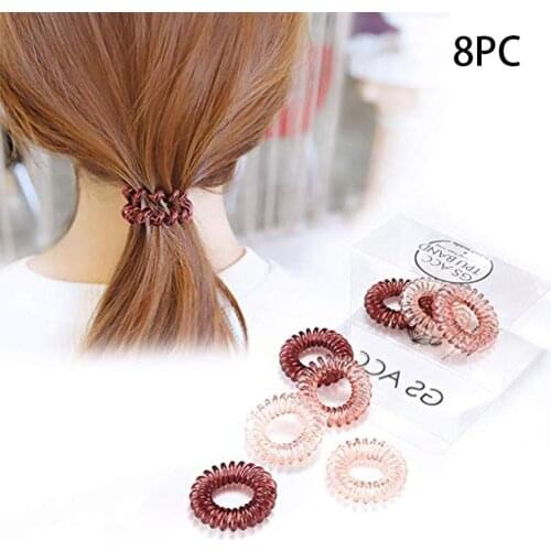 8 PCS Spiral Hair Strip Non-crease Coil Hair Strip Telephone Line headwear female fashion hair accessories#5