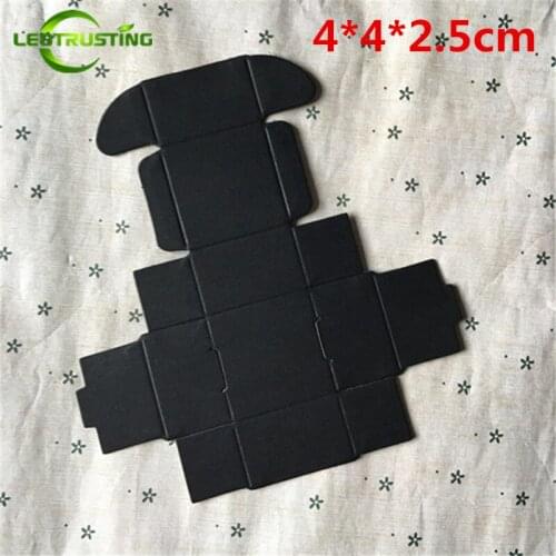 Leotrusting 50pcs 4*4*2.5cm Small Blank Black Paper Box Black Cardboard Paper Gift Packaging Box Handmade Wedding Paper Box
