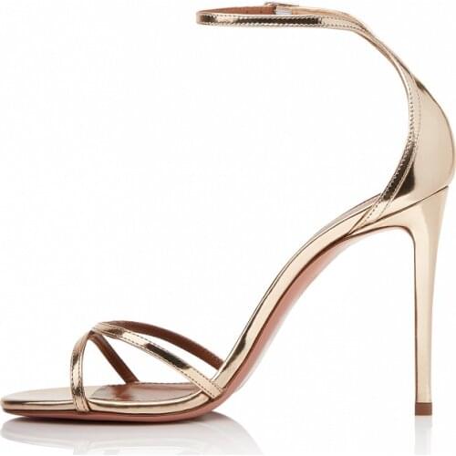 Europe and the United States womens new large size gold and silver high-heeled fashion shoes dinner sandals 34---46