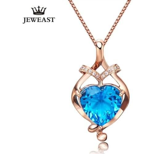 LSZB Natural topaz 18K Pure Gold Pendant Real AU 750 Solid Gold Upscale Trendy Classic Party Fine Jewelry Hot Sell New 2020
