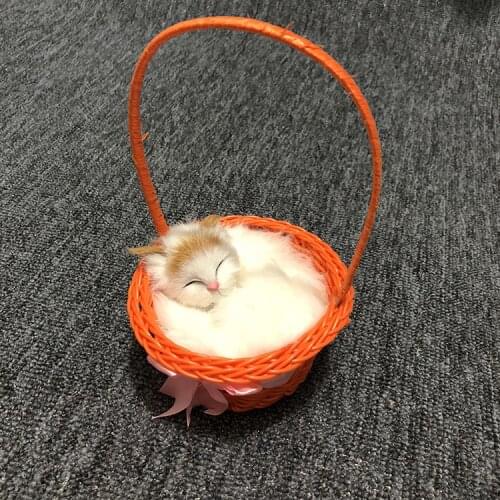 Mini Cats Basket Cats Plush Toy Doll Simulation Cat Model Kawaii Animals Decoration Pendant Plush Toys Creative Gifts for Girls