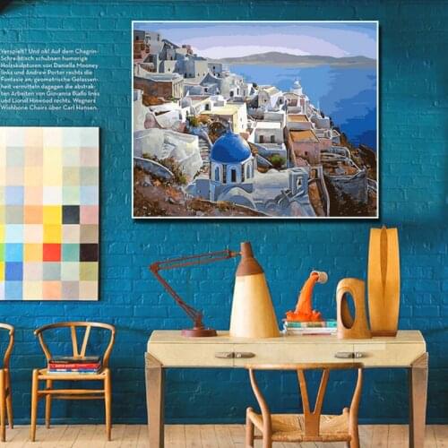 Paint by number art painting by numbers Landscape painting Mediterranean Sea European style Landscape painting Artwork manual