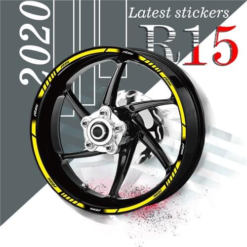 Motorcycle front and rear rims cover outer rim stickers 20 stripes Reflective wheel tire decal For YAMAHA R15 r15