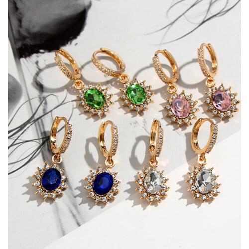 2020 New Fashion Crystal Drop Earrings for Women Multicolor Rhinestone Geometric Earring Exquisite Elegant Jewelry Party Gift