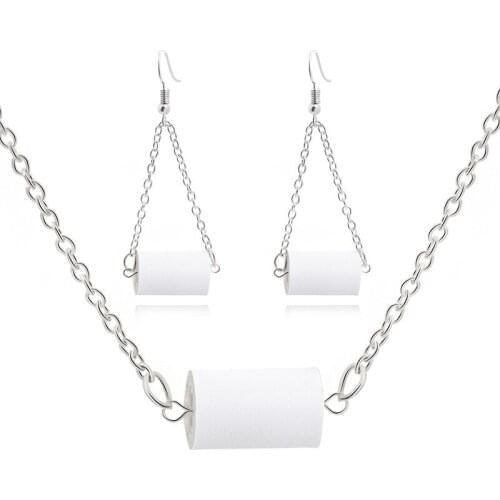 Toilet Paper Roll Funny 3D Tissue Roll Pendant Necklace For Women Creative Jewelry