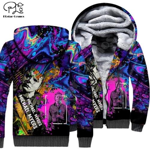 PLstar Cosmos Halloween Movie Michael Myers Horror Terror Men/Women 3DPrint Autumn Winter Warm Coat Fleece Jacket Zip Hoodies A2