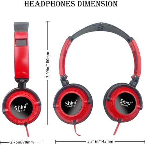 Wired Headphones With Microphone Shini 3.5mm Earphones Foldable Gaming Headset Super Bass Stereo Music Headset For PC Phones