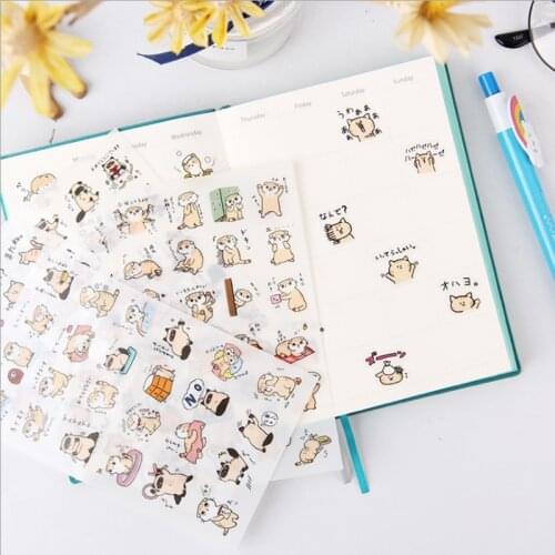 6 Sheets Sticker Paper Hand Account Decoration Stickers Creative Cartoon DIY Transparent PVC Diary Stickers Korean Stationery