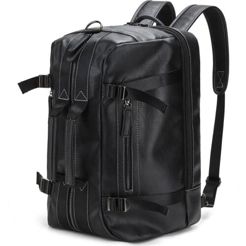 Men Pu Designer Multifunctional Backpack Male Travel Bag Teenage Boys 2021New Fashion Schoolbag Pink Sugao