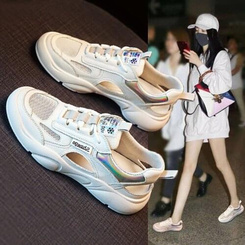 SUNNYS Fashion Mesh Breathable Womens Daddy Shoes Summer Hot Sale Lightweight Soft Hollow Flats Sports Sandals Womens Sneakers