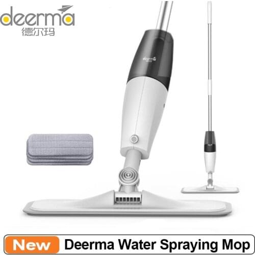 Deerma Water Spraying Mop Floor Cleaner Carbon Fiber Dust Sweeper 360 Rotating Rod 350ml Tank Waxing Mop