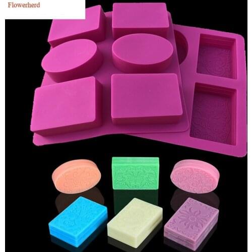 6 Cavities Lace Pattern Silicone Soap Mold DIY Chocolate Biscuit Mold Flower Rattan Silicone Rectangular Oval Soap Molds