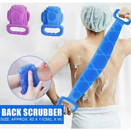 Silicone Bath Body Brush Back Scrubber Soft Loofah Bath Towel Bath Belt Body Exfoliating Massage For Shower Body Cleaning Strap